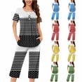 thumbnail image 1 of Bixock Womens Pajama Sets 2 Piece Summer Sleepwear Ladies Pjs Print Crew Neck Button Down Short Sleeve Tops and Loose Style Capri Pants Casual Loungewear Sleepwear, 1 of 6