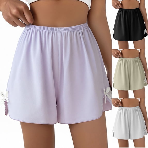 Bixock Womens Pajama Shorts Pj Pants Sleep Shorts Solid Color Ice Silk Mesh Base Pants Exposure Thin Summer Loose Sleepwear