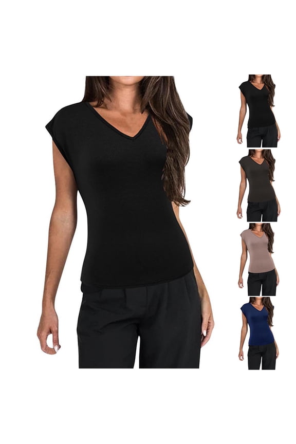 Womens Short Sleeve Tops,Summer Tops for Women,Blouse for Women Solid Color Crew Neck Pleated Front Loose Casual Lightweight Breathable Tops