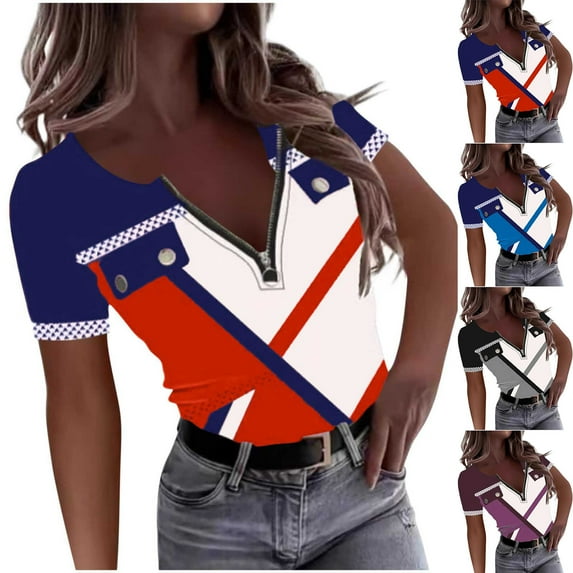 Bixock Womens Short Sleeve Tops,Summer Tops for Women,Blouse for Women Solid Color V Neck Street Style Loose Casual Lightweight Breathable Tops