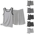 thumbnail image 1 of Bixock Workout Set for Women,2 Piece Set for Women Sleeveless Crew Neck Tank Top and Shorts Stripe Print Loungewear Set, 1 of 5