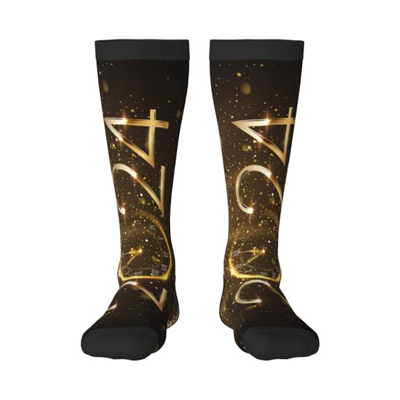 Bixox 2024 Happy New Year Patterned Men's and Women's Knee Socks High Socks Outdoor Sports Socks