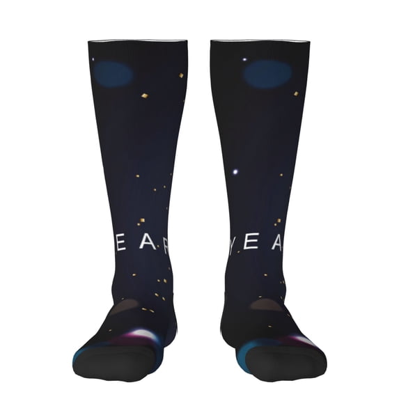 Bixox 2025 Happy New Year 2 Patterned Men's and Women's Knee Socks High Socks Outdoor Sports Socks
