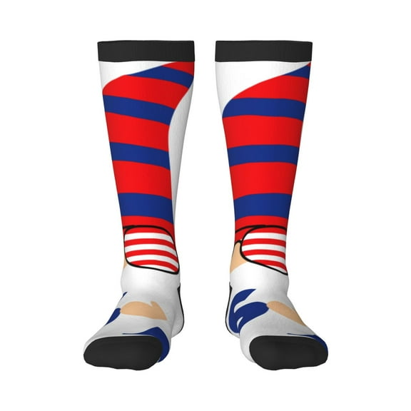 Bixox 4th of July Gnomes Patterned Men's and Women's Knee Socks High Socks Outdoor Sports Socks