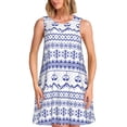thumbnail image 1 of Bixox Abstract Gondola Snowflake Print Women's Sleeveless A-Line Dress with Pockets, Casual Knee-Length Tank Dress for Summer-3X-Large, 1 of 7