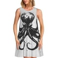 thumbnail image 1 of Bixox Abstract Ink Octopus Print Women's Sleeveless A-Line Dress with Pockets, Casual Knee-Length Tank Dress for Summer-X-Large, 1 of 7