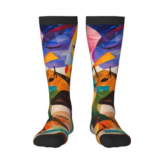 Bixox Abstract Musical Faces Patterned Men's and Women's Knee Socks High Socks Outdoor Sports Socks