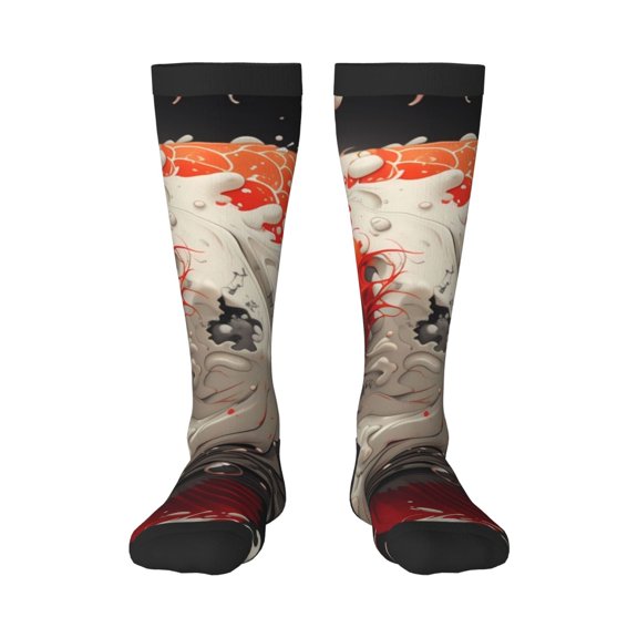 Bixox Abstract Red Koi Fish Art Patterned Men's and Women's Knee Socks High Socks Outdoor Sports Socks