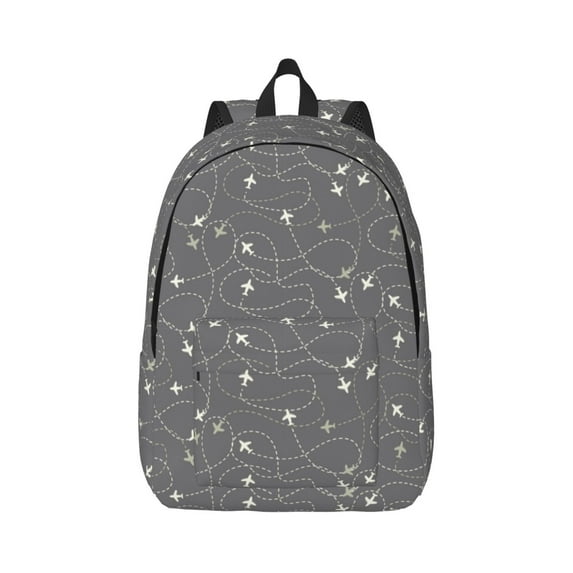Bixox Airplane Routes Around The World Printing Canvas Backpack Lightweight Casual Travel Backpack School Backpack Fits 15.6 Inch Notebook