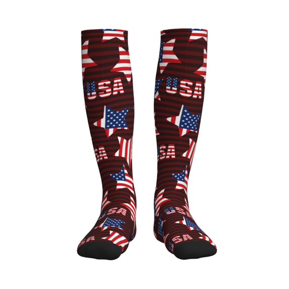 Bixox American Stars1 Print Compression Socks,Compression Socks Women & Men Circulation for Medical,Running,Athletic