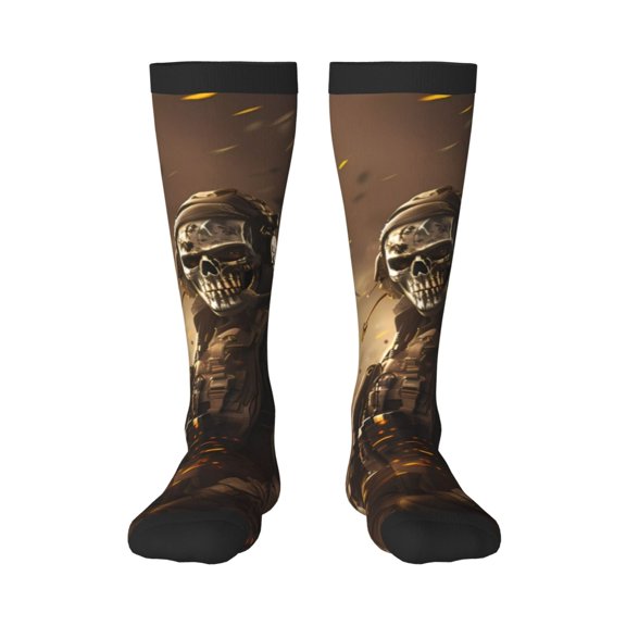 Bixox Apocalyptic Skull Soldier Patterned Men's and Women's Knee Socks High Socks Outdoor Sports Socks