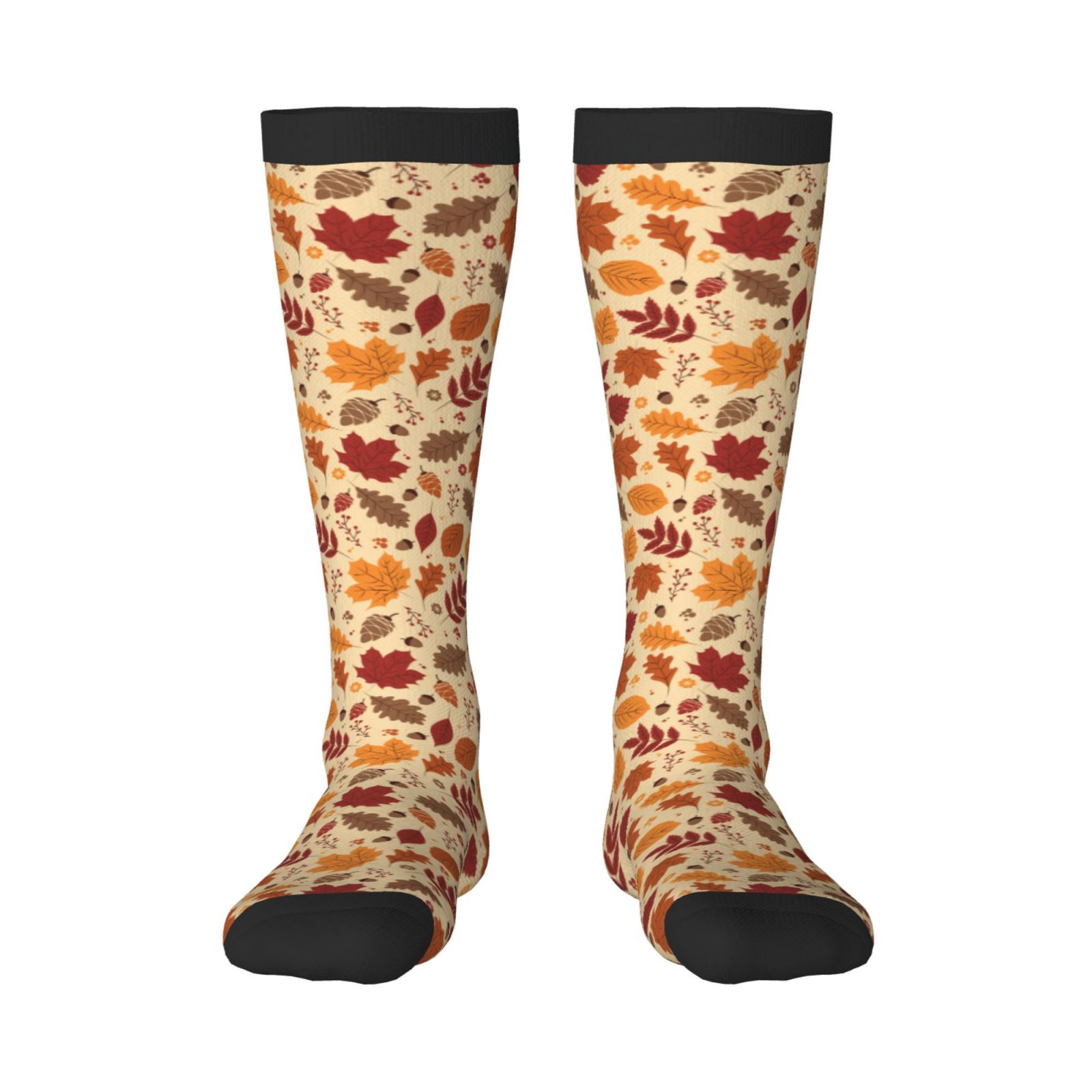 Bixox Autumn Leaves 2 Patterned Men's and Women's Knee Socks High Socks ...