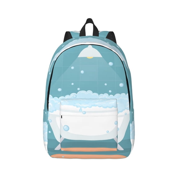 Bixox Bathtub with Soap Bubbles Printing Canvas Backpack Lightweight Casual Travel Backpack School Backpack Fits 15.6 Inch Notebook