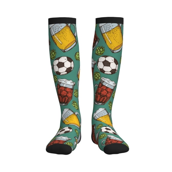 Bixox Beer And Soccer Print Compression Socks,Compression Socks Women & Men Circulation for Medical,Running,Athletic