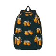 thumbnail image 1 of Bixox Beer Printing Canvas Backpack Lightweight Casual Travel Backpack School Backpack Fits 15.6 Inch Notebook, 1 of 5