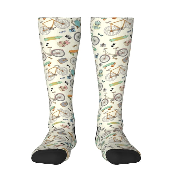 Bixox Bicycles And Boards Patterned Men's and Women's Knee Socks High Socks Outdoor Sports Socks