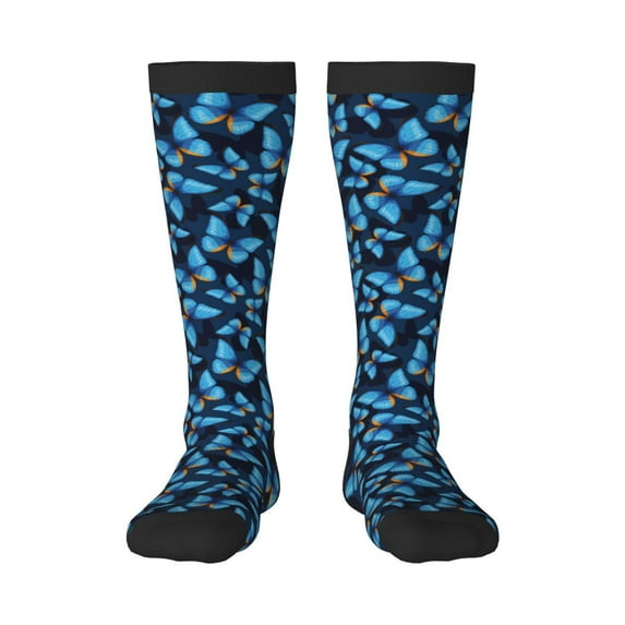 Bixox Blue Butterfly Patterned Men's and Women's Knee Socks High Socks Outdoor Sports Socks