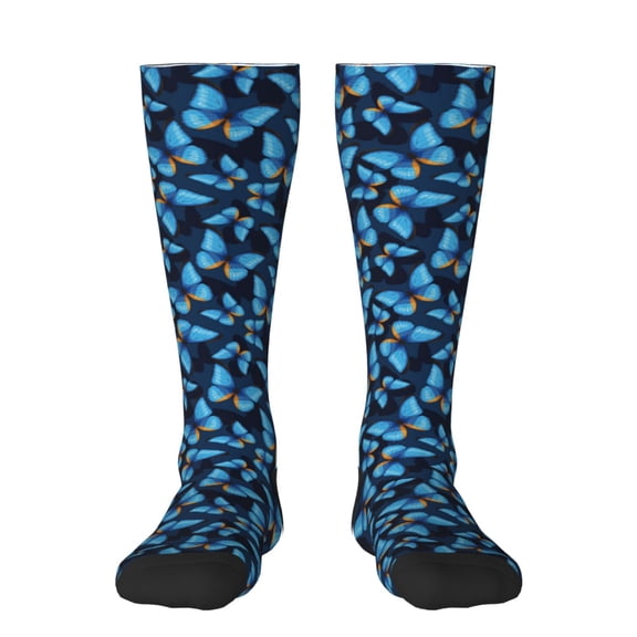 Bixox Blue Butterfly Patterned Men's and Women's Knee Socks High Socks Outdoor Sports Socks