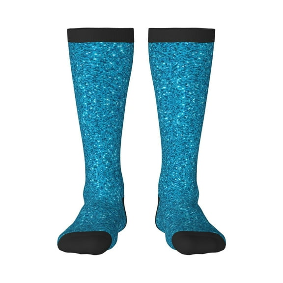 Bixox Blue Glitter Patterned Men's and Women's Knee Socks High Socks Outdoor Sports Socks