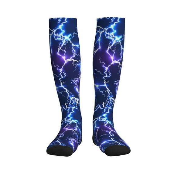 Bixox Blue Lightning1 Print Compression Socks,Compression Socks Women & Men Circulation for Medical,Running,Athletic