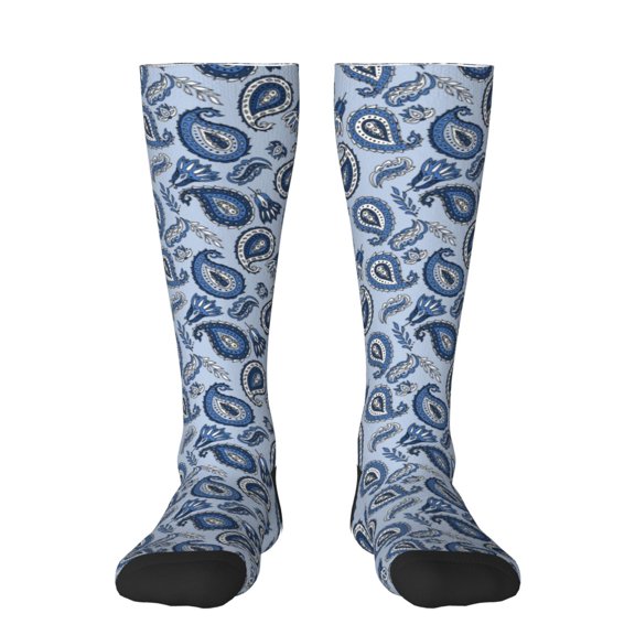 Bixox Blue Paisley Pattern Vintage Patterned Men's and Women's Knee Socks High Socks Outdoor Sports Socks