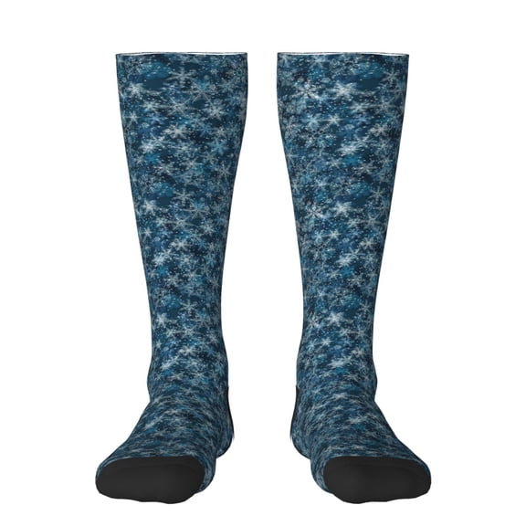 Bixox Blue and White Gradient Snowflake Patterned Men's and Women's Knee Socks High Socks Outdoor Sports Socks