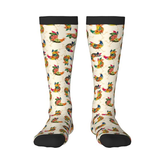 Bixox Boho Chicken Patterned Men's and Women's Knee Socks High Socks Outdoor Sports Socks