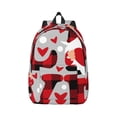 thumbnail image 1 of Bixox Buffalo Plaid Love And Gnome Printing Canvas Backpack Lightweight Casual Travel Backpack School Backpack Fits 15.6 Inch Notebook, 1 of 5