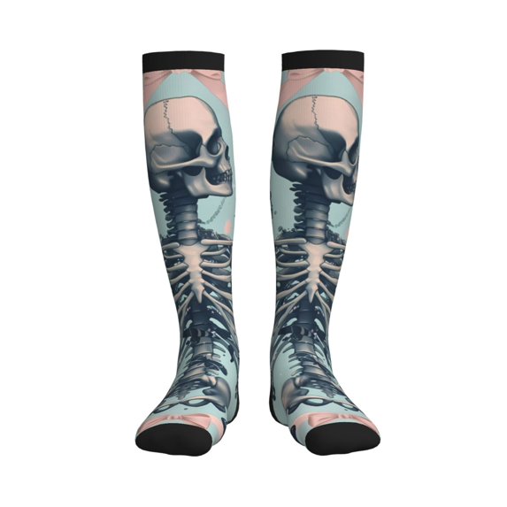 Bixox Butterflies Skull Bows Print Compression Socks,Compression Socks Women & Men Circulation for Medical,Running,Athletic
