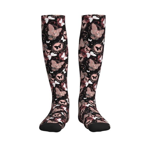 Bixox Butterfly Print Compression Socks,Compression Socks Women & Men Circulation for Medical,Running,Athletic