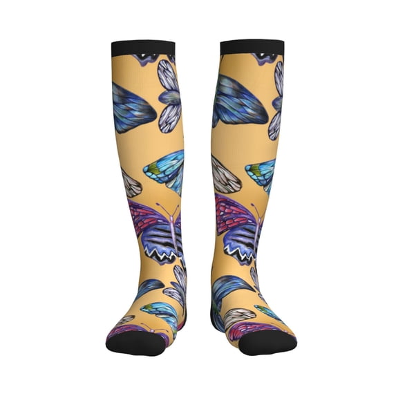 Bixox Butterfly 3 Print Compression Socks,Compression Socks Women & Men Circulation for Medical,Running,Athletic