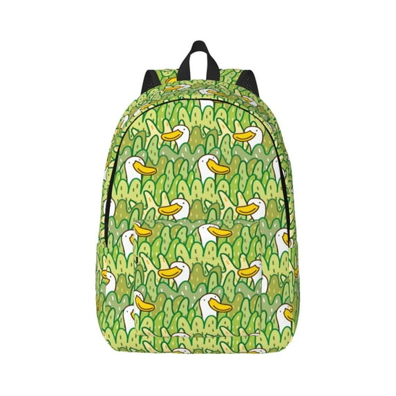 Bixox Cartoon Duck Printing Canvas Backpack Lightweight Casual Travel Backpack School Backpack Fits 15.6 Inch Notebook