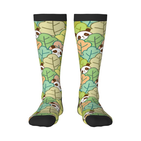 Bixox Cartoon Panda And Leaf Patterned Men's and Women's Knee Socks High Socks Outdoor Sports Socks