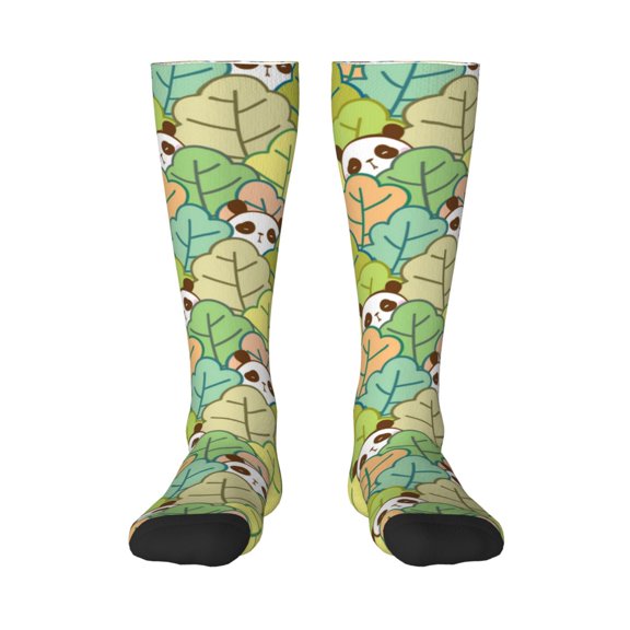 Bixox Cartoon Panda And Leaf Patterned Men's and Women's Knee Socks High Socks Outdoor Sports Socks