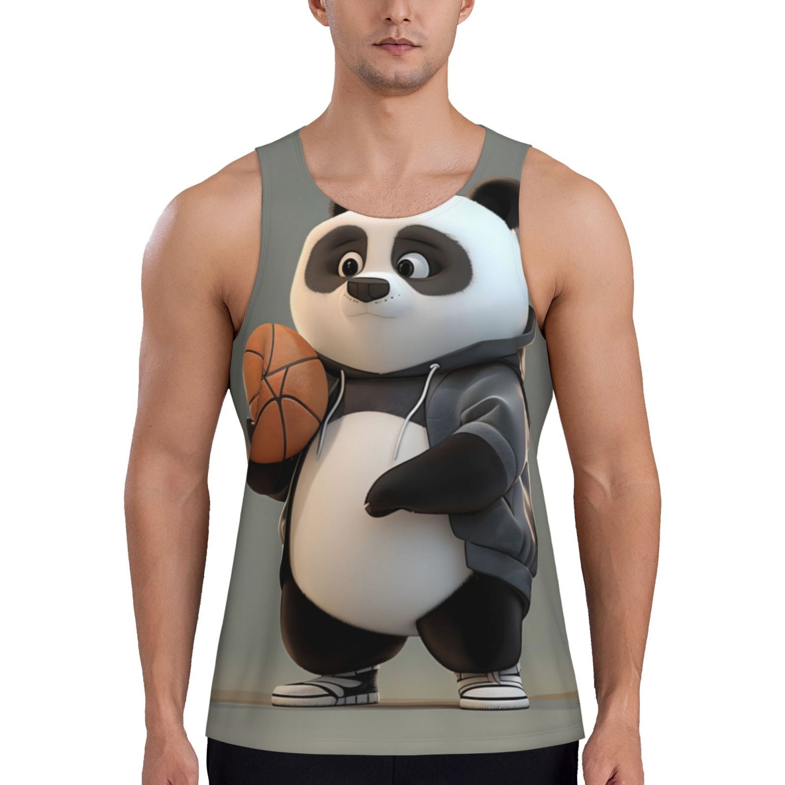 Bixox Cartoon Pandas Basketball Pattern Men's Gym Tank Tops Workout