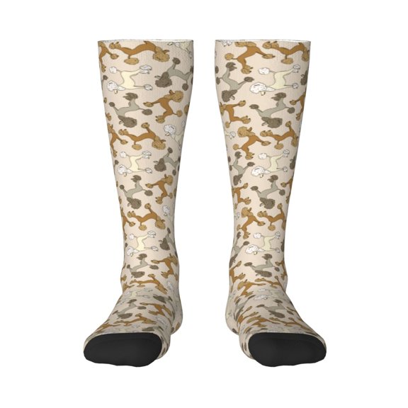 Bixox Cartoon Poodle Dog Patterned Men's and Women's Knee Socks High Socks Outdoor Sports Socks