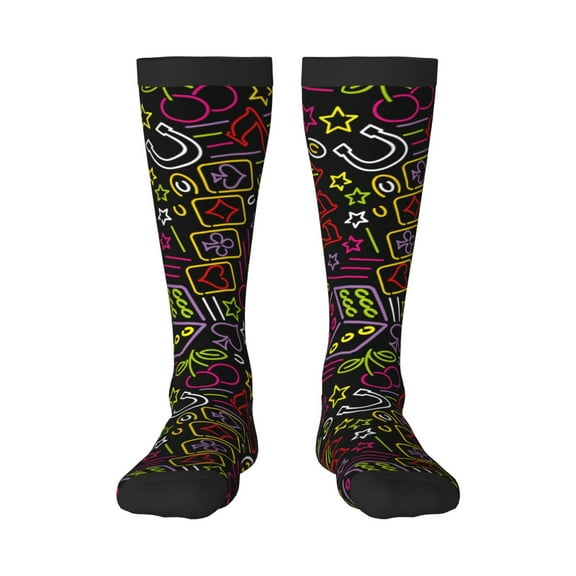 Bixox Casino Icons Patterned Men's and Women's Knee Socks High Socks Outdoor Sports Socks