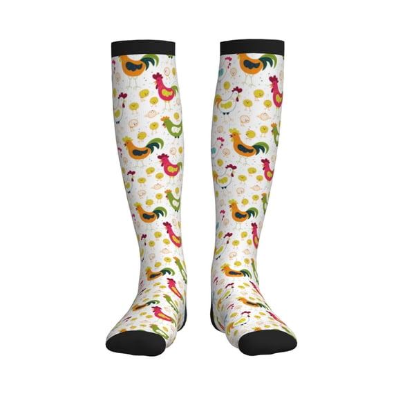 Bixox Chickens A Print Compression Socks,Compression Socks Women & Men Circulation for Medical,Running,Athletic