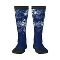 thumbnail image 1 of Bixox Christmas Blue Patterned Men's and Women's Knee Socks High Socks Outdoor Sports Socks, 1 of 5