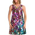thumbnail image 1 of Bixox Color Shiny Print Women's Sleeveless A-Line Dress with Pockets, Casual Knee-Length Tank Dress for Summer-3X-Large, 1 of 7