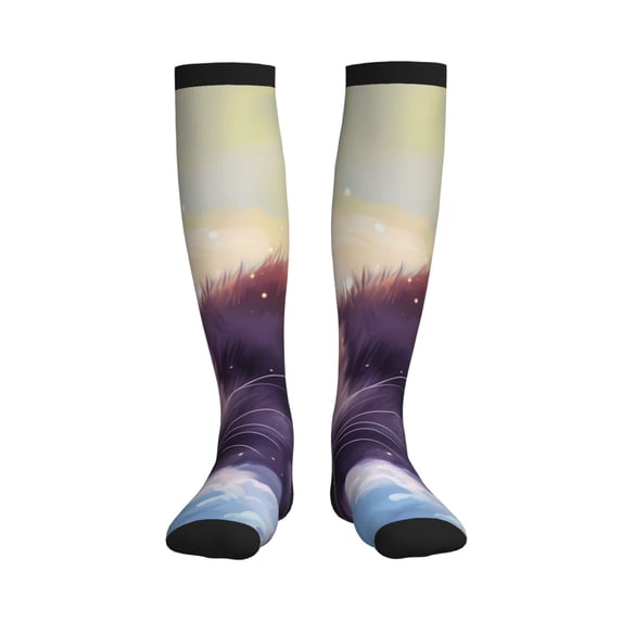 Bixox Colorful Cloud Sleeping Cat Print Compression Socks,Compression Socks Women & Men Circulation for Medical,Running,Athletic