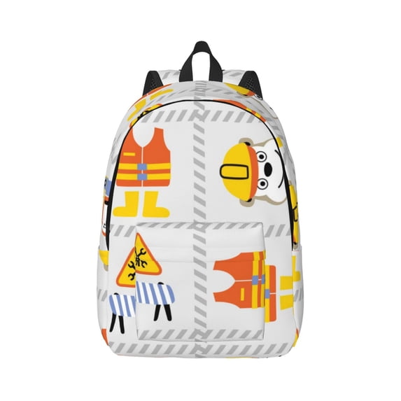 Bixox Construction Equipments Worker Printing Canvas Backpack Lightweight Casual Travel Backpack School Backpack Fits 15.6 Inch Notebook