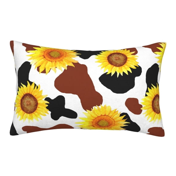 Bixox Cow Print Sunflower Printed Pillow Protector,Super Soft Ideal for Home,Guests,Rentals - 20"x30"