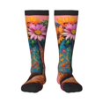 thumbnail image 1 of Bixox Cowboy Boots With Flowers Patterned Men's and Women's Knee Socks High Socks Outdoor Sports Socks, 1 of 5