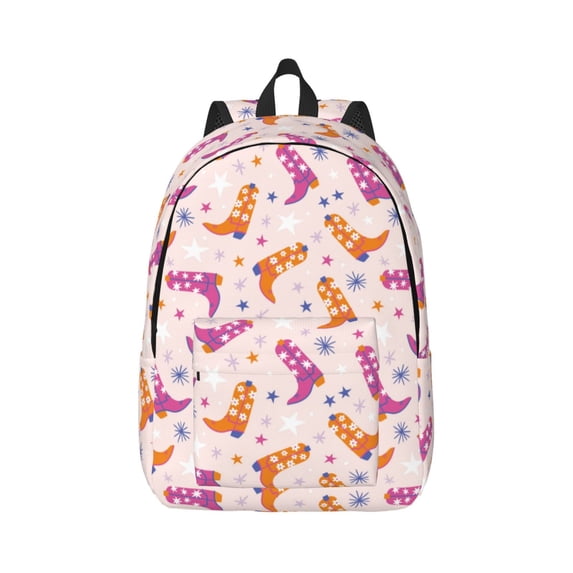 Bixox Cowgirl Boots Printing Canvas Backpack Lightweight Casual Travel Backpack School Backpack Fits 15.6 Inch Notebook