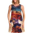 thumbnail image 1 of Bixox Cultural Silhouette Journey Print Women's Sleeveless A-Line Dress with Pockets, Casual Knee-Length Tank Dress for Summer-3X-Large, 1 of 7
