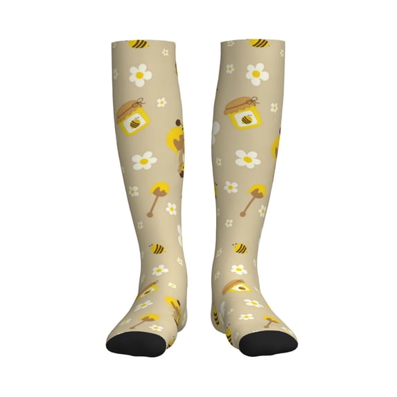 Bixox Cute Bee Gnome 2 Print Compression Socks,Compression Socks Women & Men Circulation for Medical,Running,Athletic