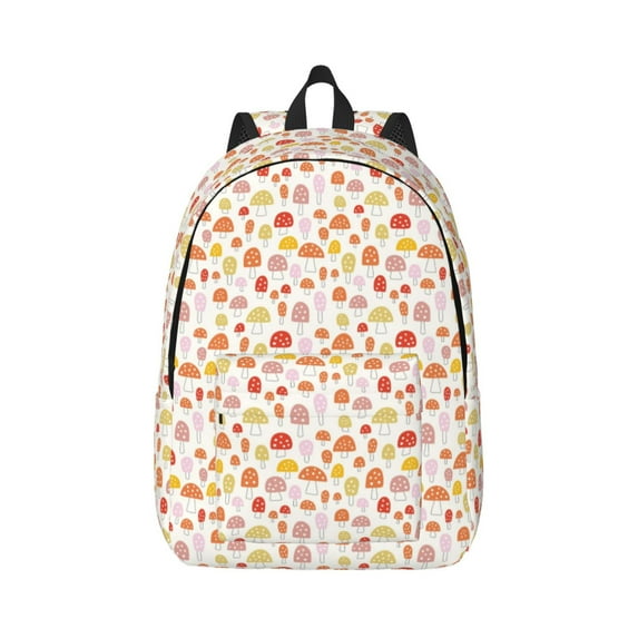 Bixox Cute Cartoon Mushrooms Printing Canvas Backpack Lightweight Casual Travel Backpack School Backpack Fits 15.6 Inch Notebook