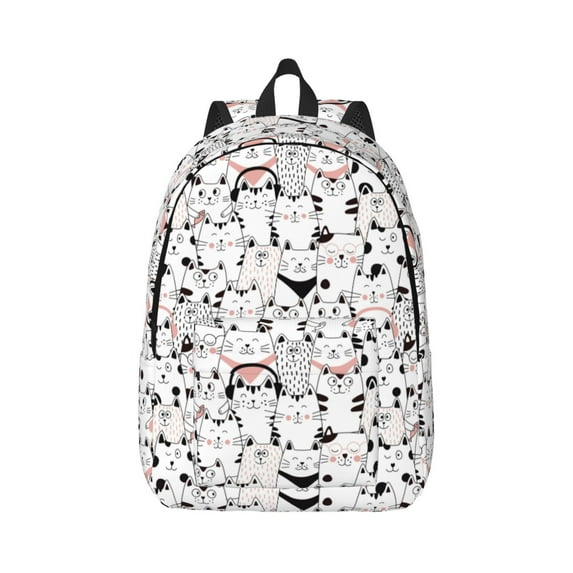 Bixox Cute Cat Printing Canvas Backpack Lightweight Casual Travel Backpack School Backpack Fits 15.6 Inch Notebook