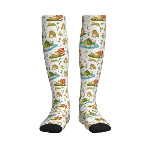 Bixox Cute Frog Print Compression Socks,Compression Socks Women & Men Circulation for Medical,Running,Athletic